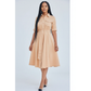 Short Sleeve Front Buttoned Midi Dress.