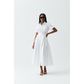 Short Sleeve Front Buttoned Midi Dress.