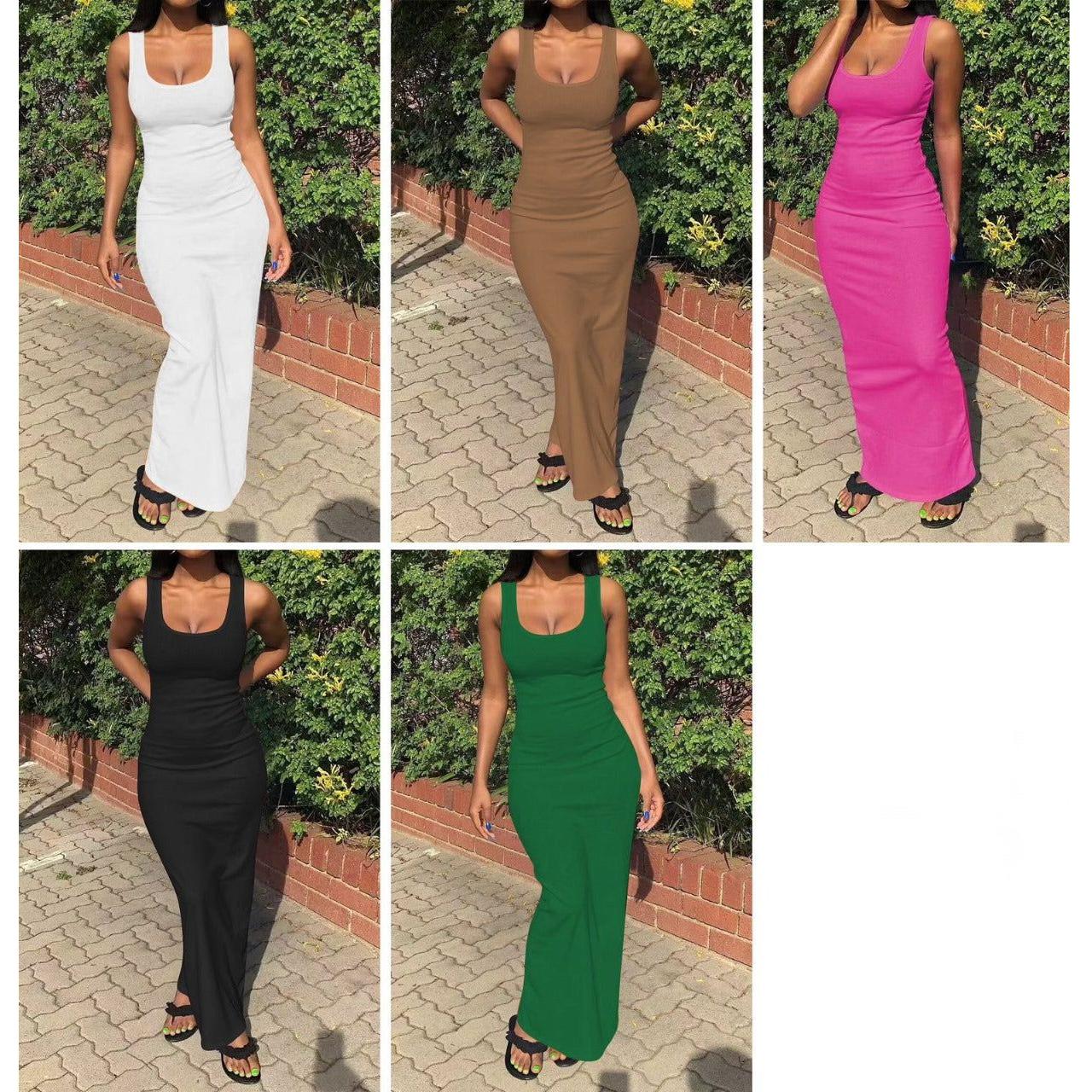 Spaghtti Strap U-Neck Maxi Dress