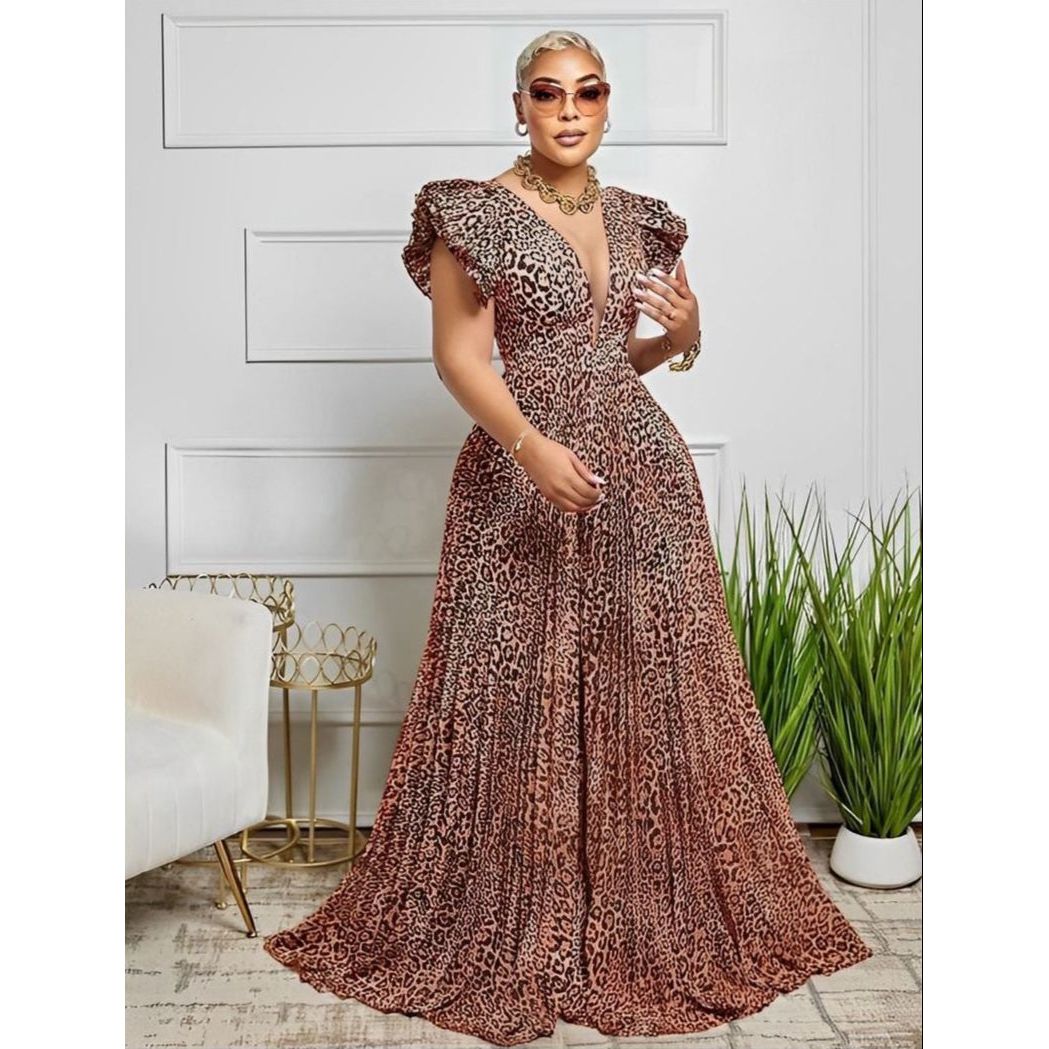 Striped V-Neck Button Detailed Jumpsuit