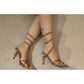 Snakeskin Embossed Stiletto Heeled Strappy Sandals