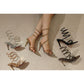Snakeskin Embossed Stiletto Heeled Strappy Sandals