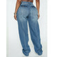 Female Straight Leg Cargo Denim Jeans.