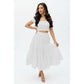 Ruffle Trim Crop Top and Midi Skirt Set.