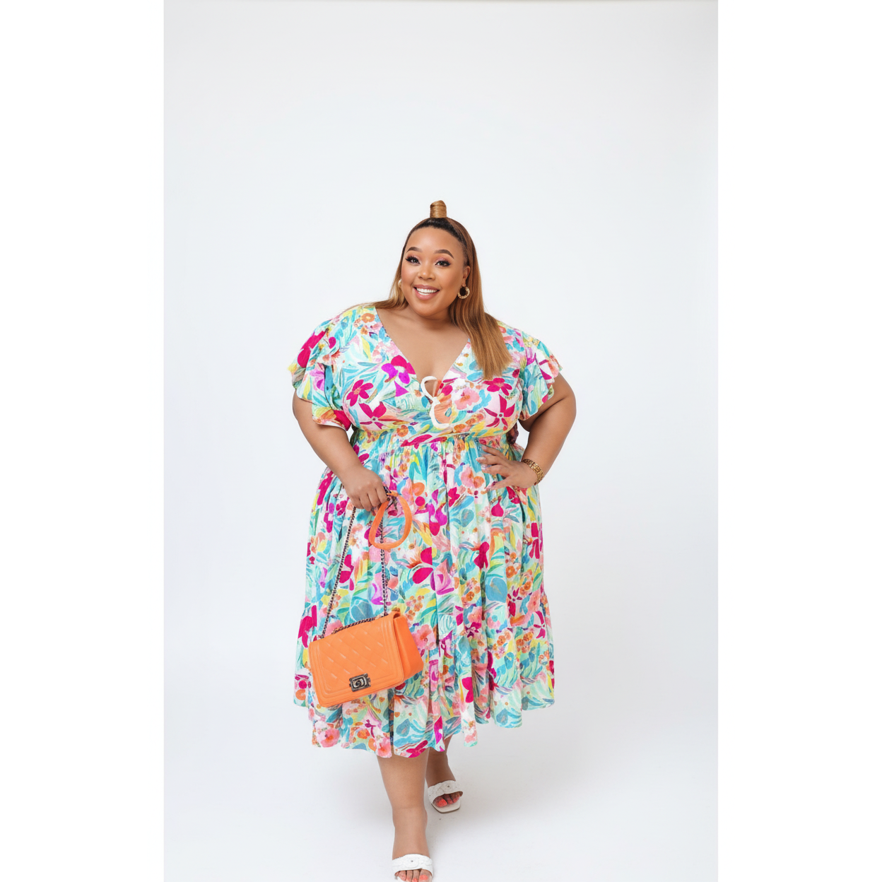 Plus Size Floral Midi Dress