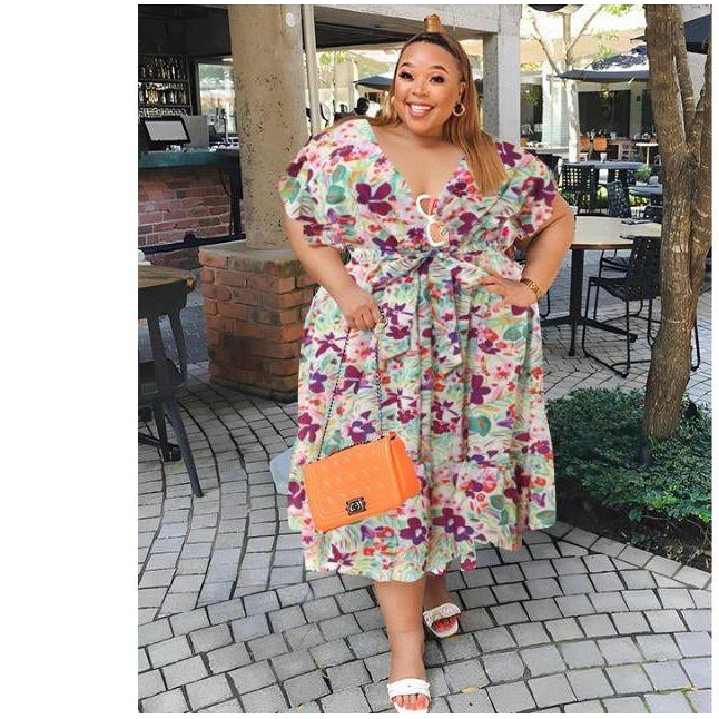 Plus Size Floral Midi Dress