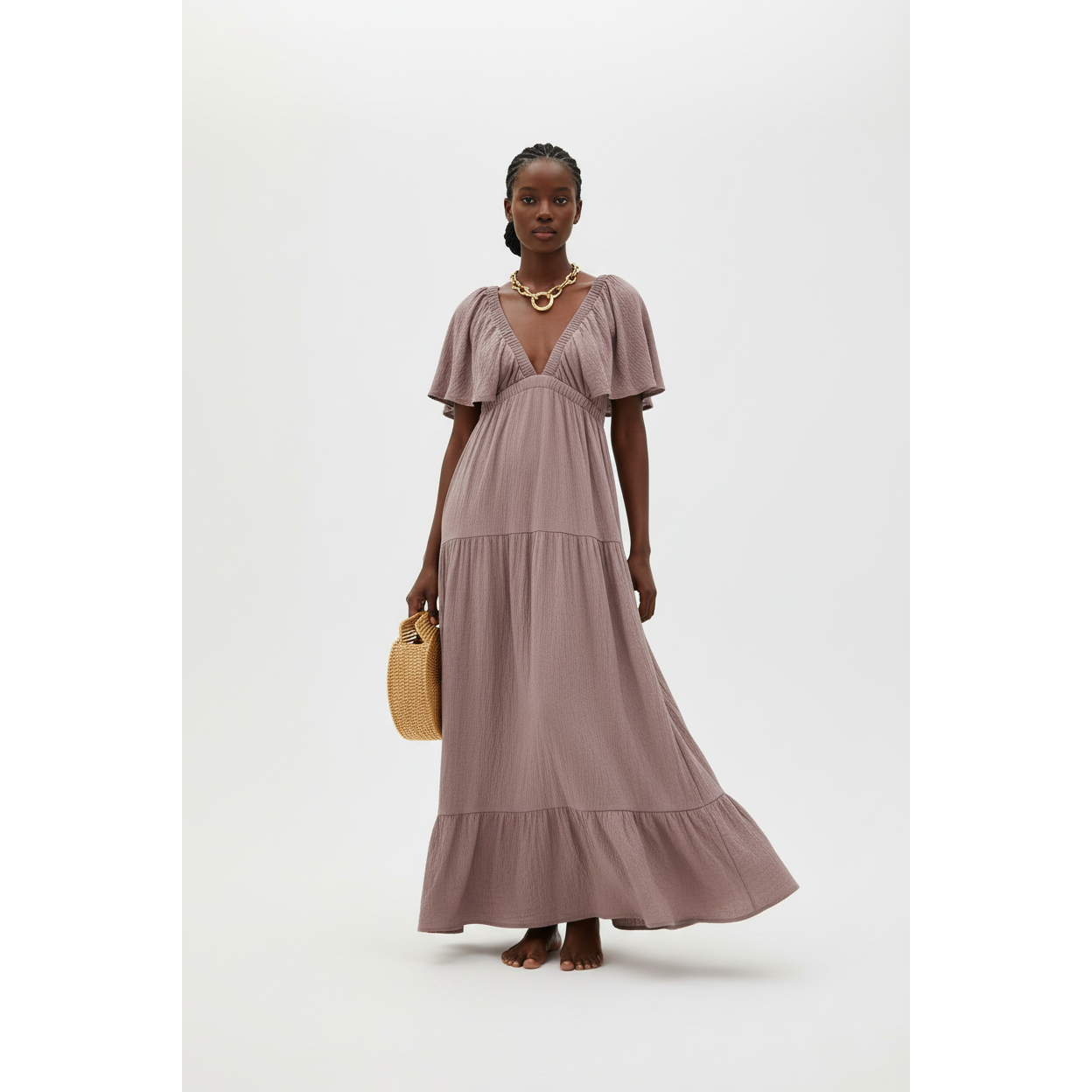 Ruffle Sleeve Maxi Dress