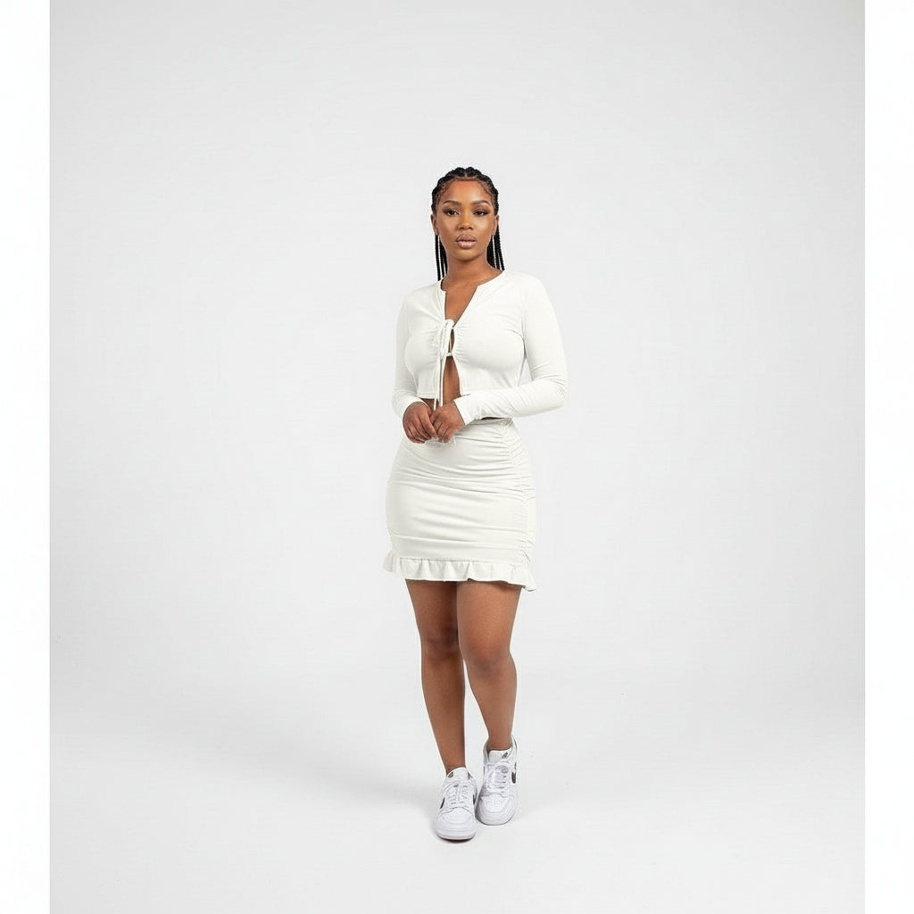 Two Way Ribbed Top and Mini Skirt Sets