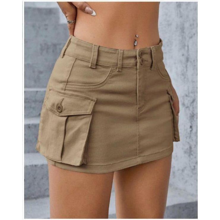 Side Pockets Mini Skirt