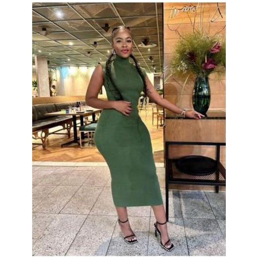 Round Neck Tight Sleeveless Midi Dress.