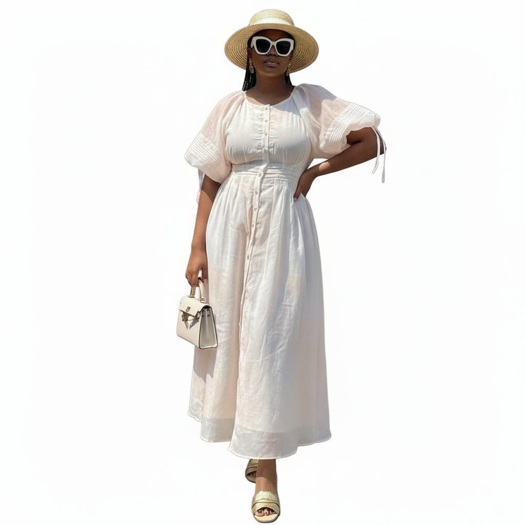 Short Sleeve Floral Midi Dress