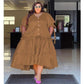 Plus Size Solid Color Pleated Dress