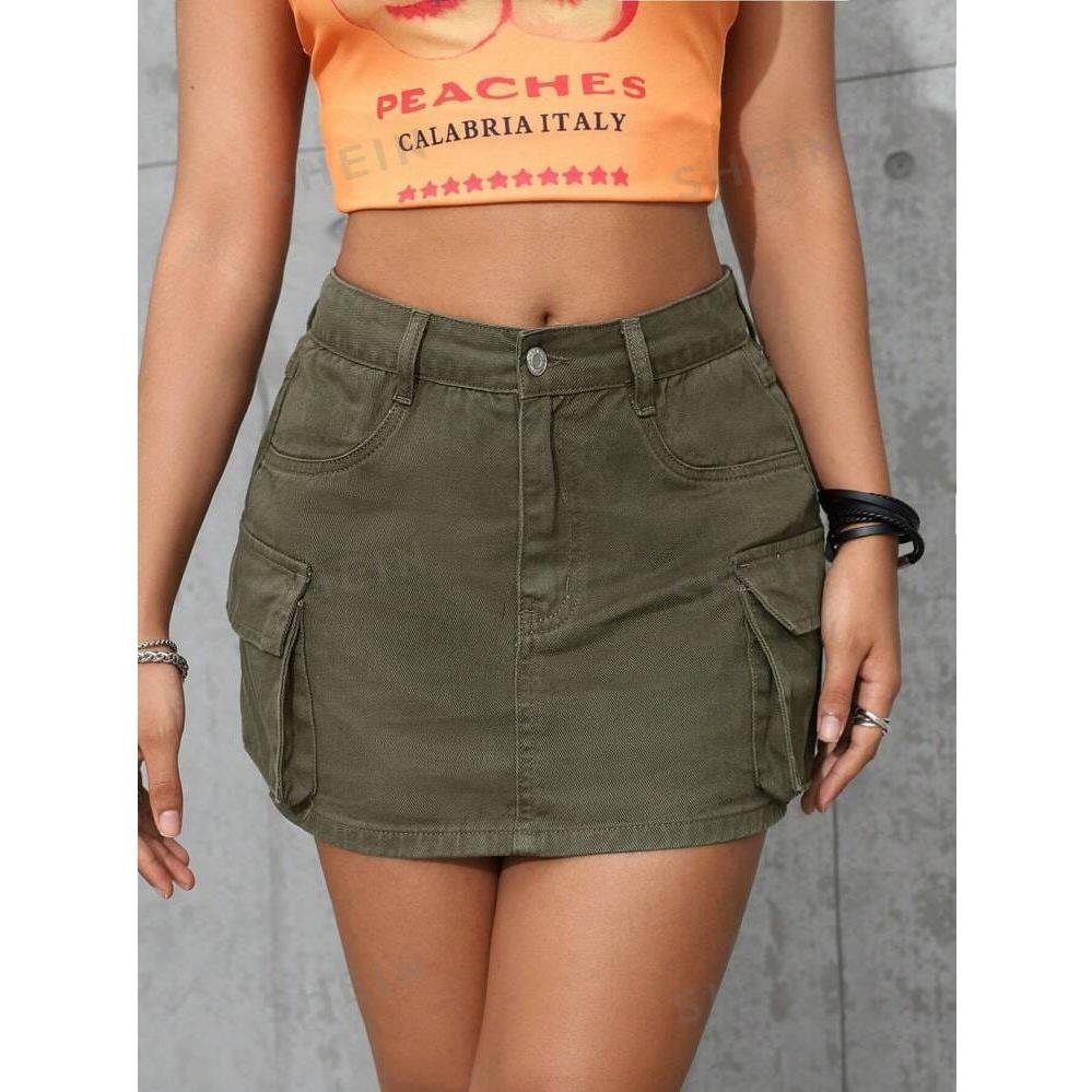 Side Pockets Mini Skirt