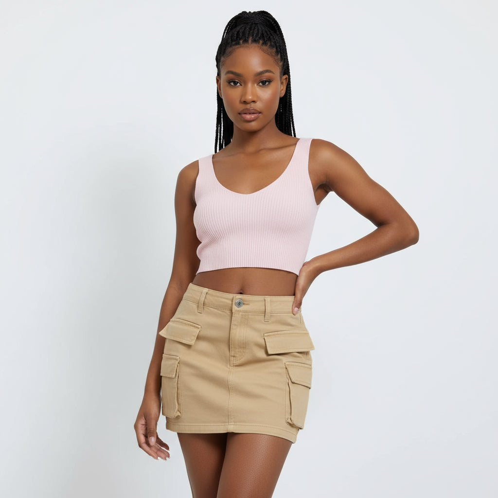 Side Pockets Mini Skirt