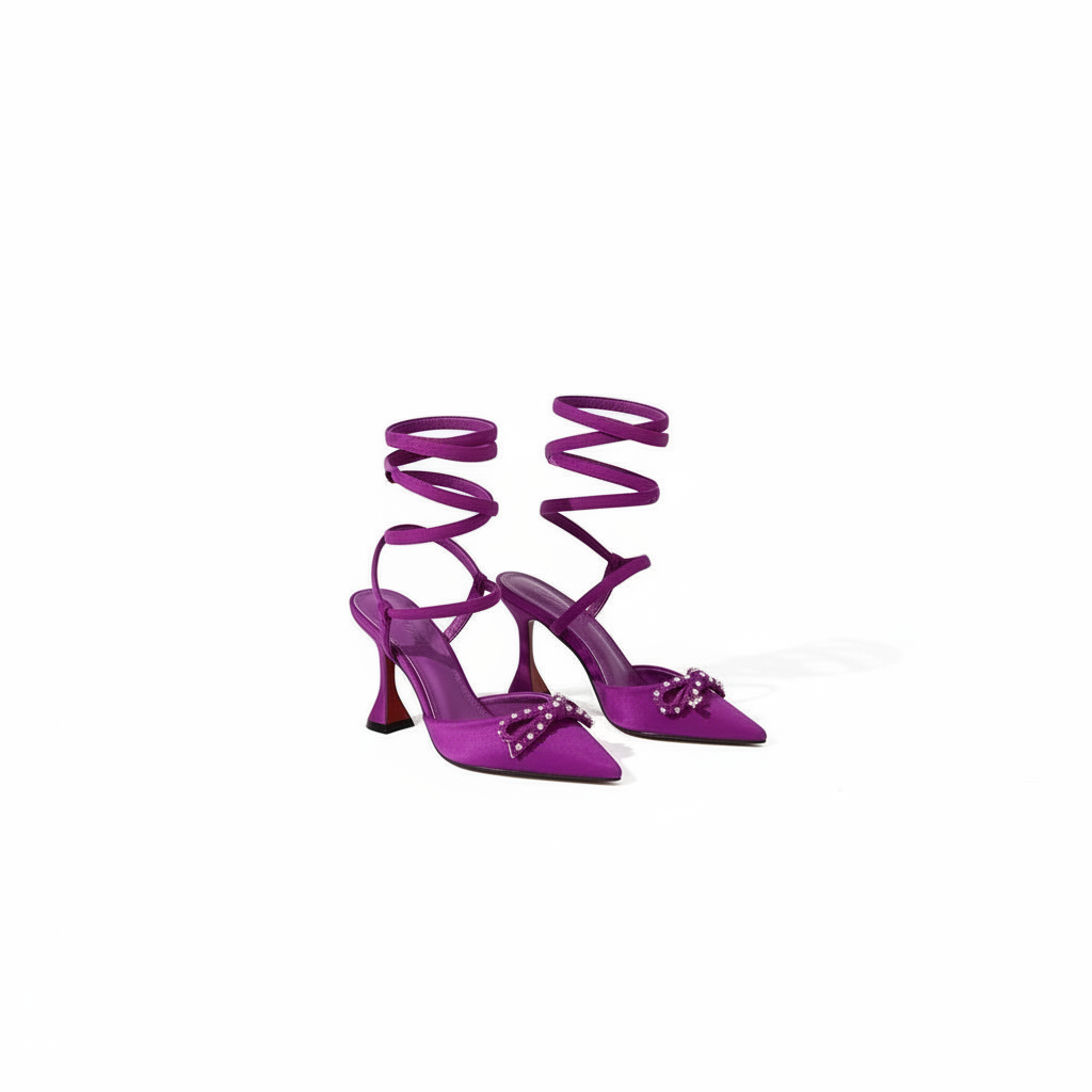 Stone Pattern Pointed Toe High Heels