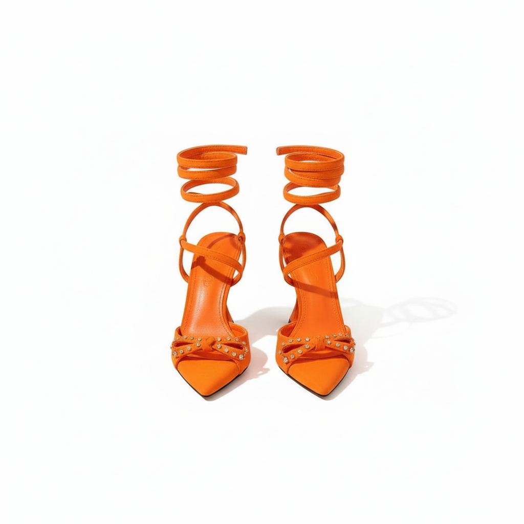 Stone Pattern Pointed Toe High Heels