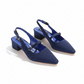 Strap Flat Pointed Toe Square Heel