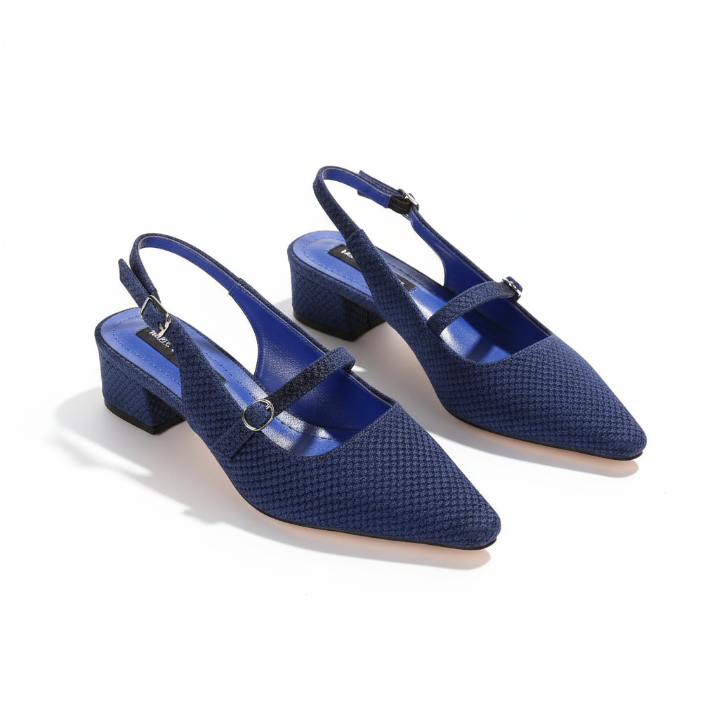 Strap Flat Pointed Toe Square Heel