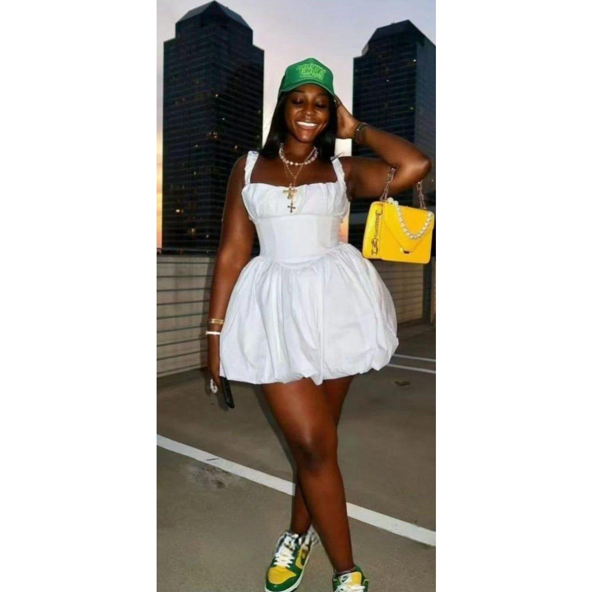 Pleated Waist Summer Mini Dress