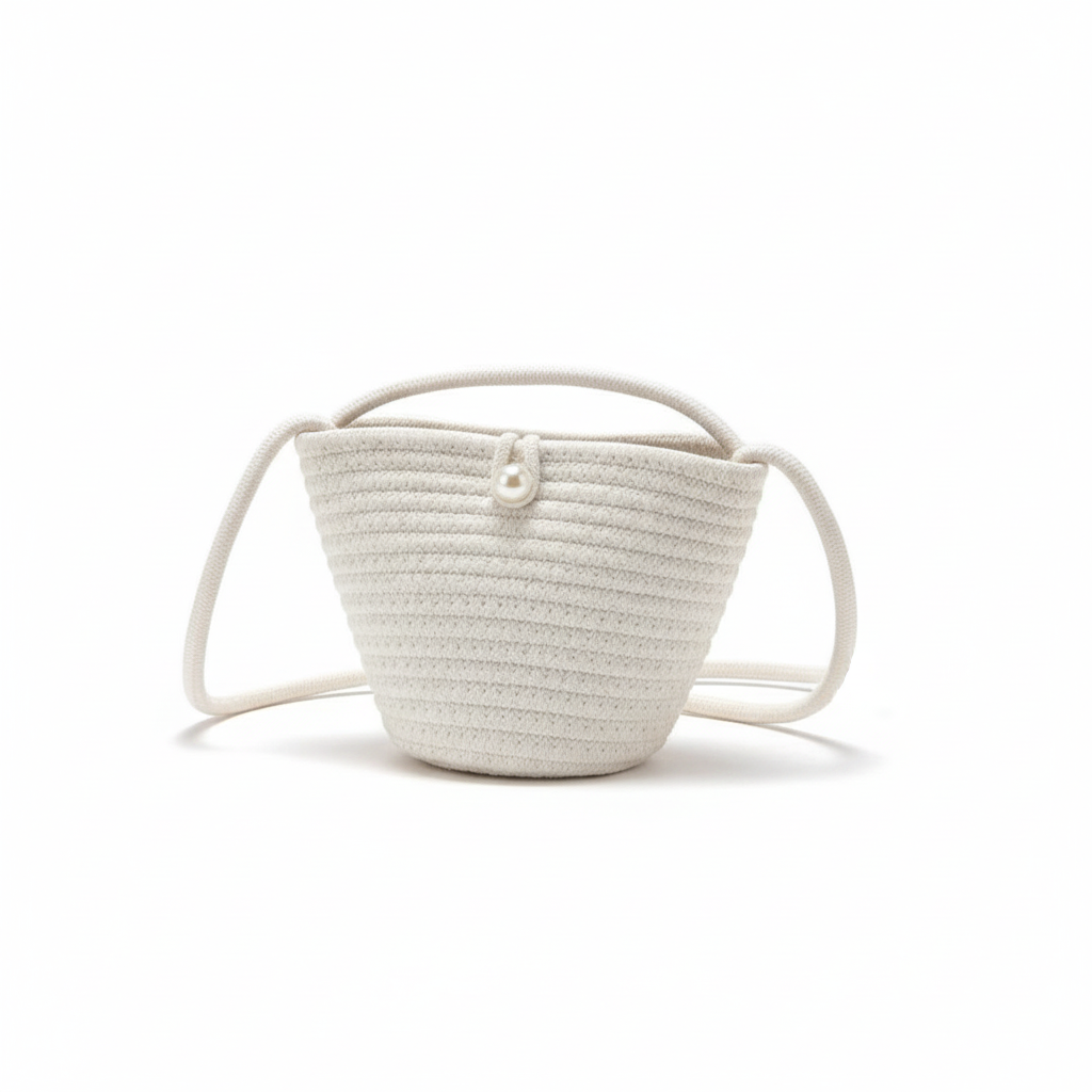 Cotton tote casual small Straw Bag