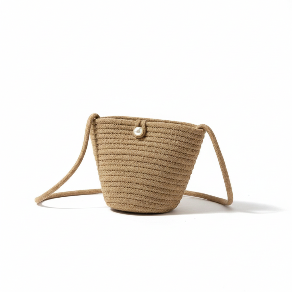 Cotton tote casual small Straw Bag
