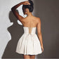 A-Line Short Satin Wedding Dress.