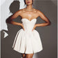 A-Line Short Satin Wedding Dress.