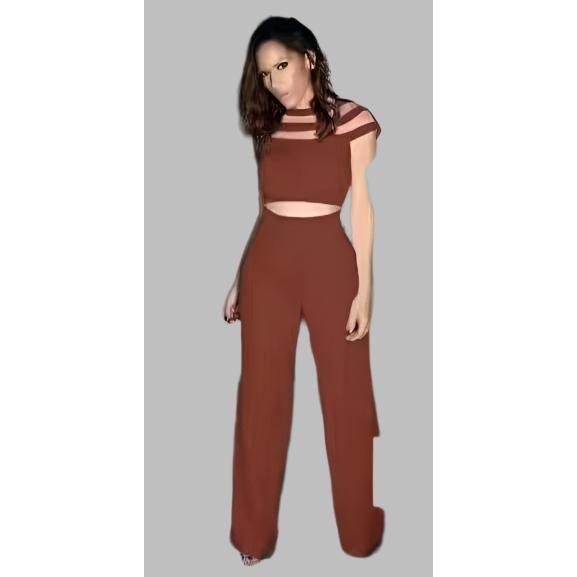 Ruffle Shirt & Wide Leg Pant 2 Piece Set