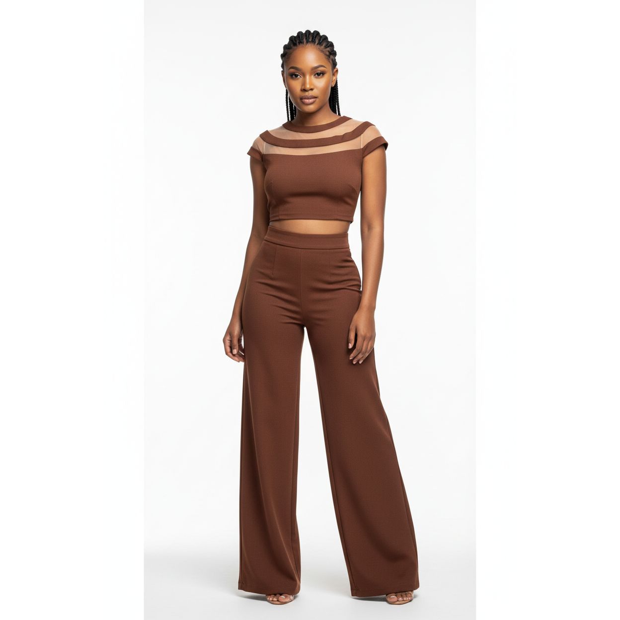Ruffle Shirt & Wide Leg Pant 2 Piece Set
