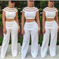 Ruffle Shirt & Wide Leg Pant 2 Piece Set