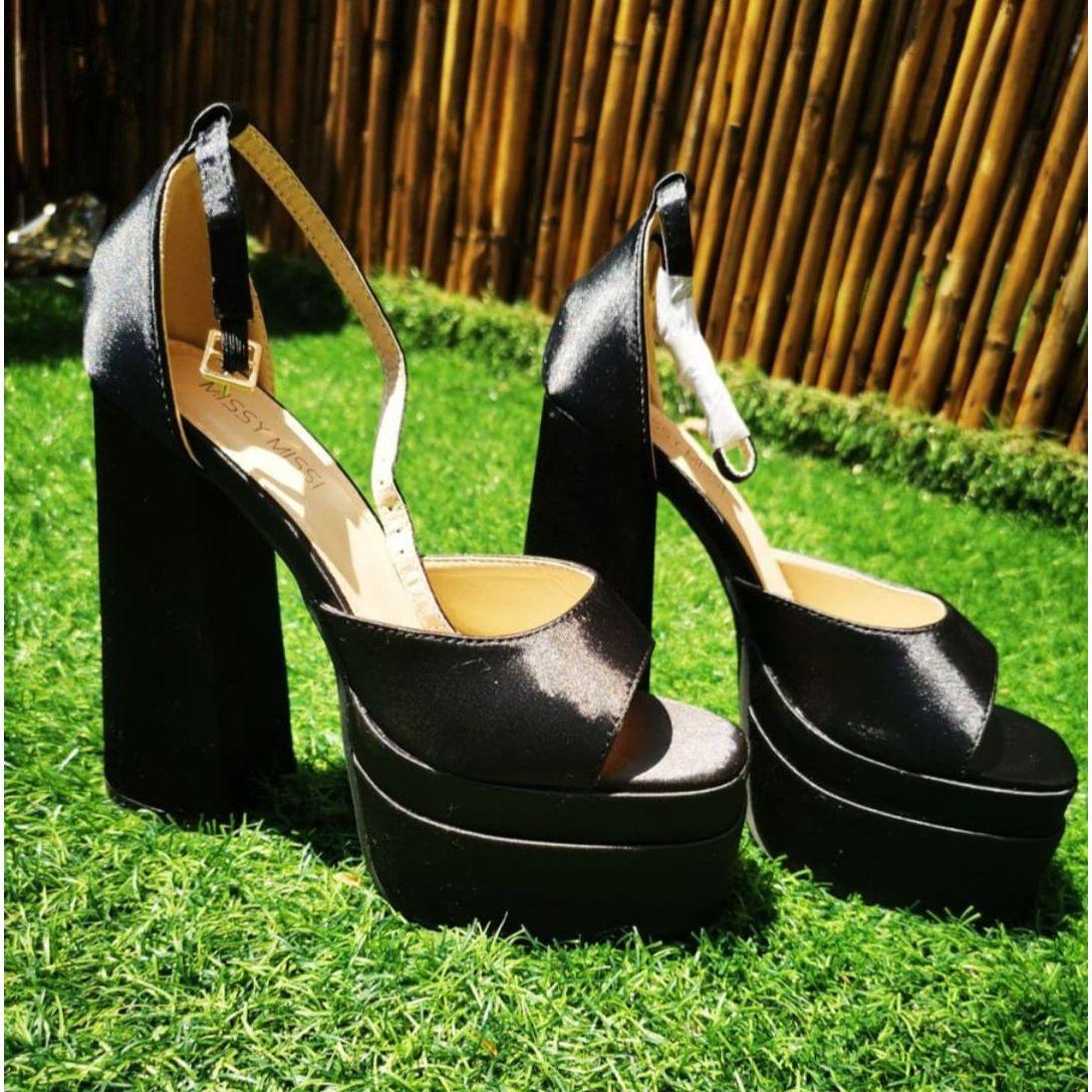 Chunky Heel and Ankle Strap Platform Heels