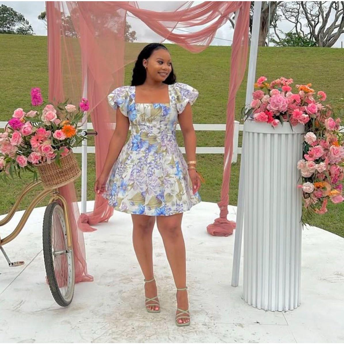 Floral Square Neck Mini Dress