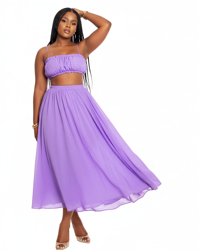 Sleeveless Sleeve Crop Top & Skirt Set.
