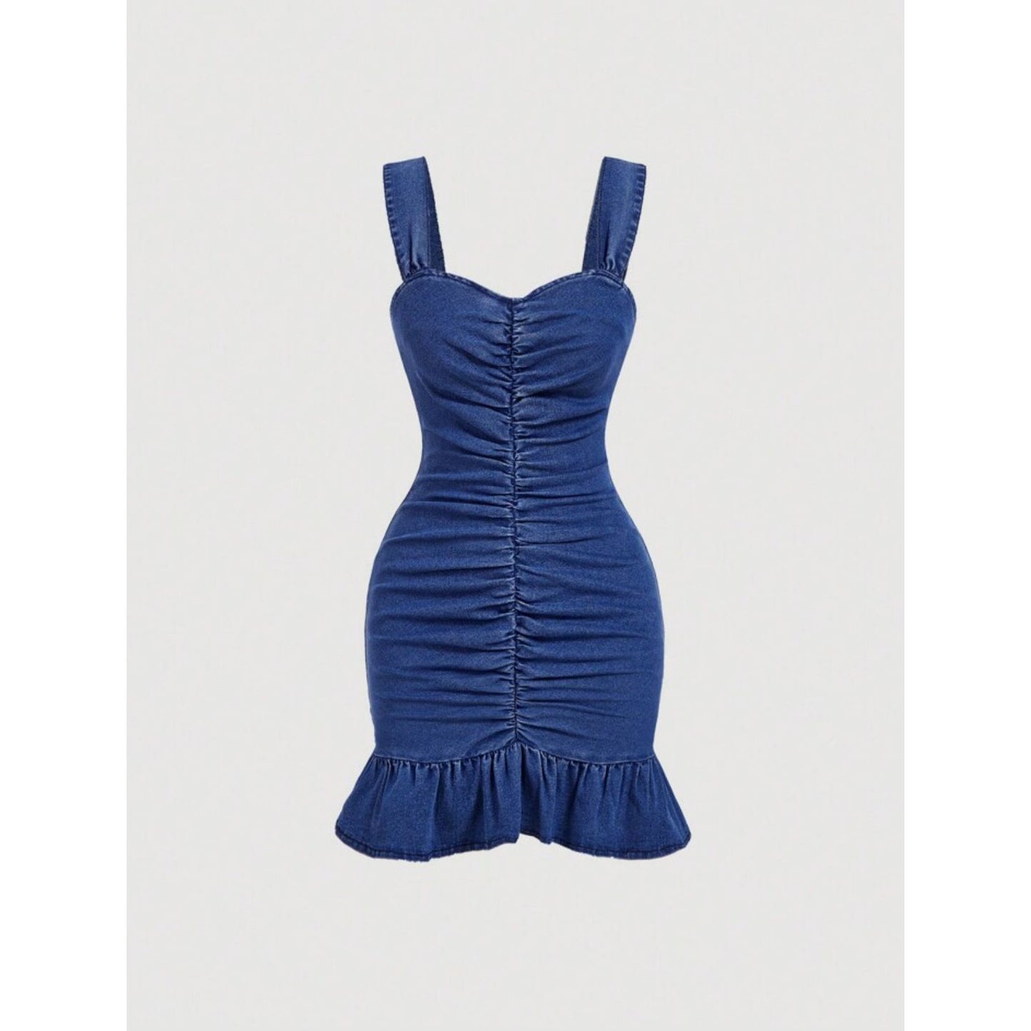 Slim Fit With Ruffled Hem Denim Dress