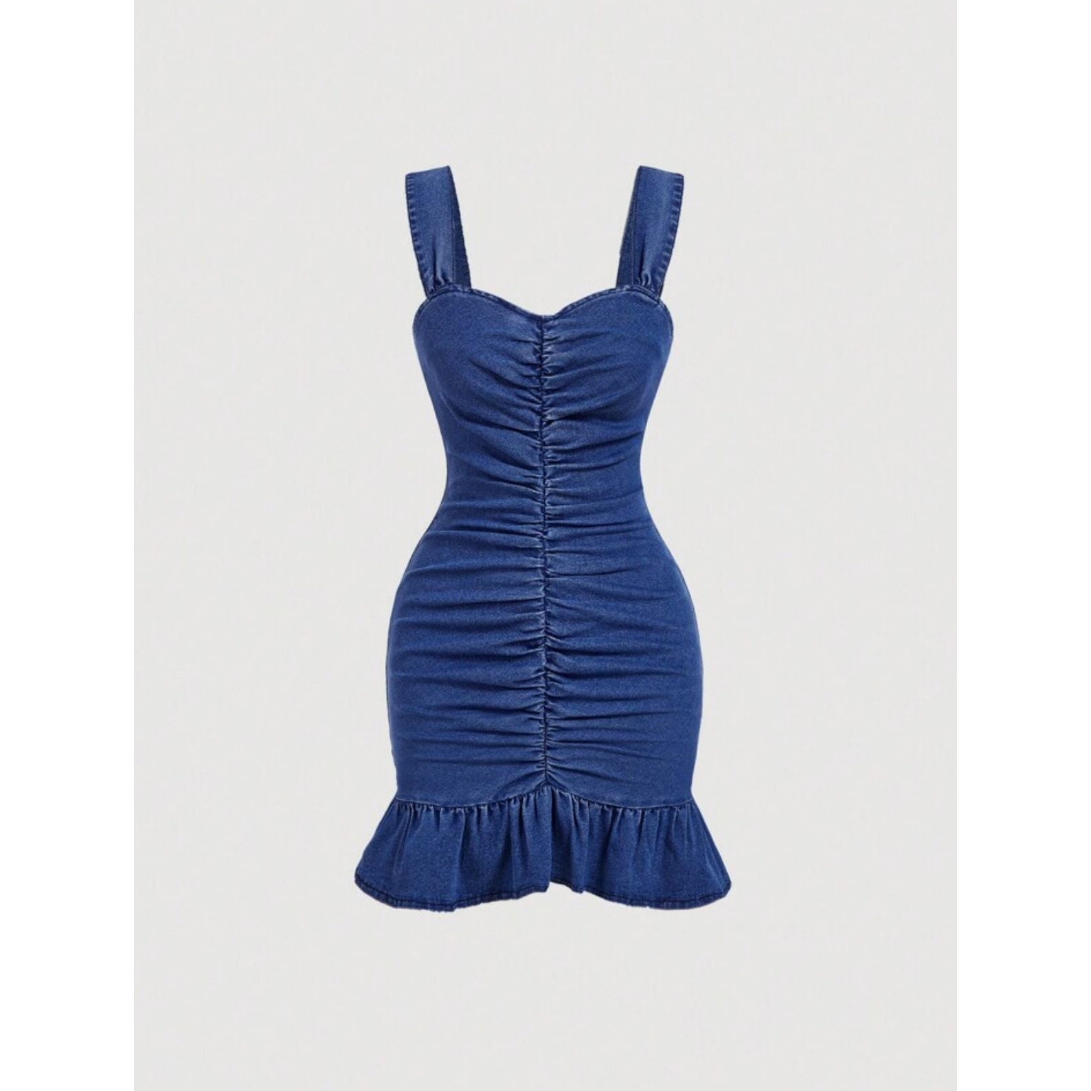 Slim Fit With Ruffled Hem Denim Dress