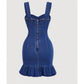 Slim Fit With Ruffled Hem Denim Dress