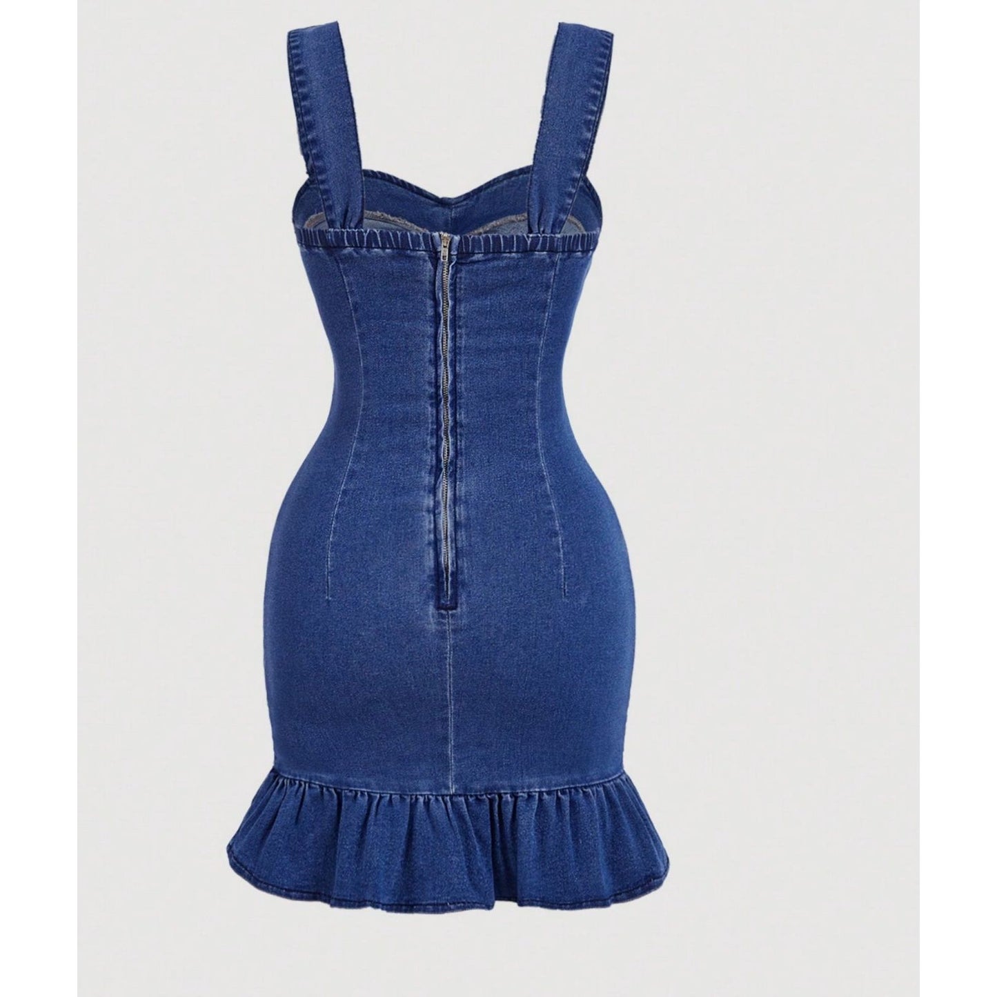 Slim Fit With Ruffled Hem Denim Dress