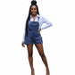 Sleeveless Denim Cargo Short Jumpsuit
