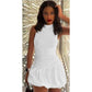 Ruffle Hem Polyester Knitted Sleeveless Mini Dress