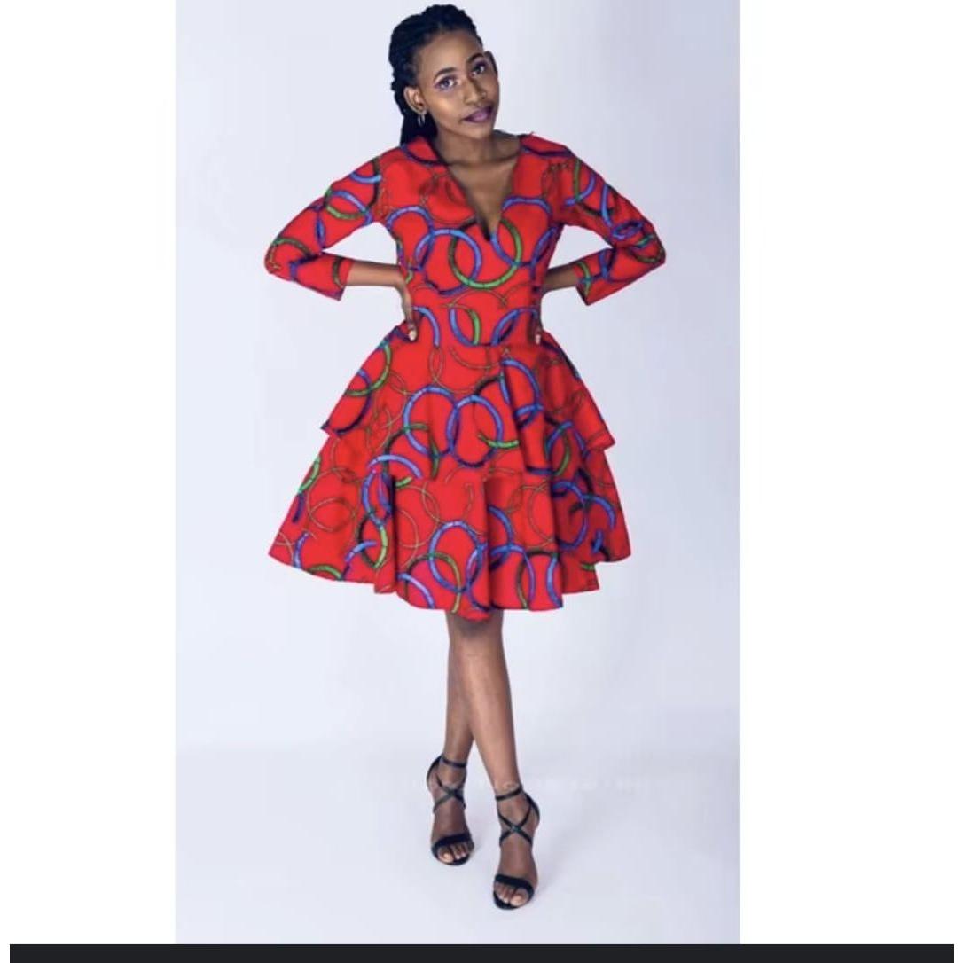Cold Shoulder Mini Ankara Dress