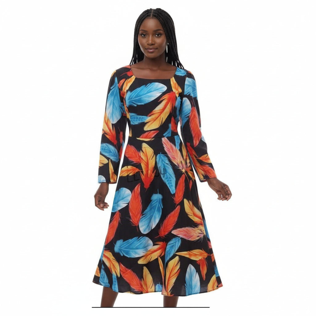 Plus Size Floral Print Midi Dress