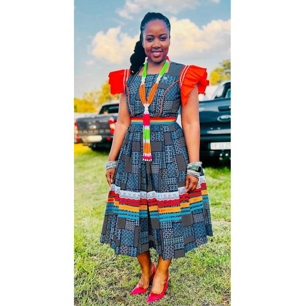 Plus Size Sepedi Printed Traditional Dress