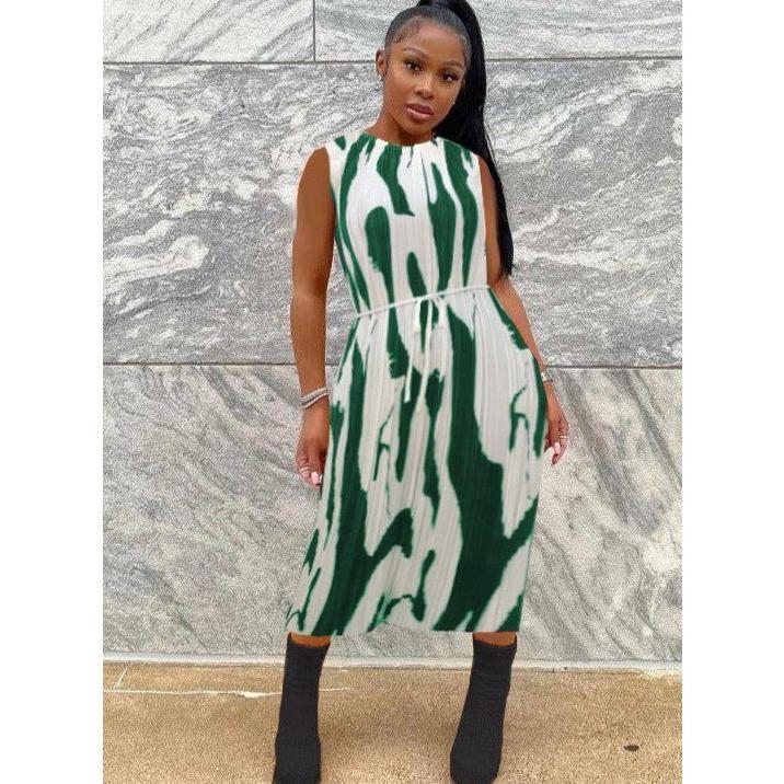 Allover Printed Sexy Midi Dress