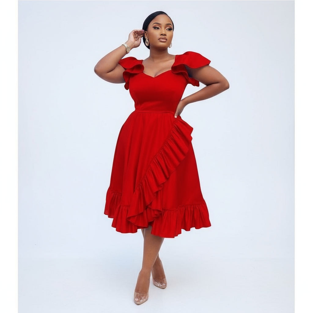 Asymmetric Bottom Pleated Maxi Dress