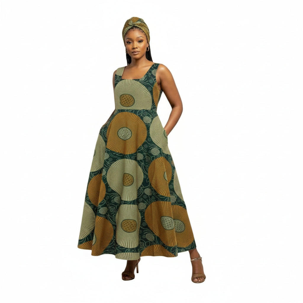 African Print Traditional Fashion Maxi Dress