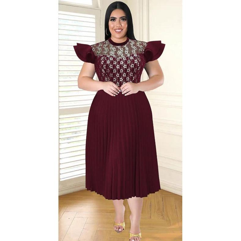 Plus Size Elegant Formal Pleated Dress
