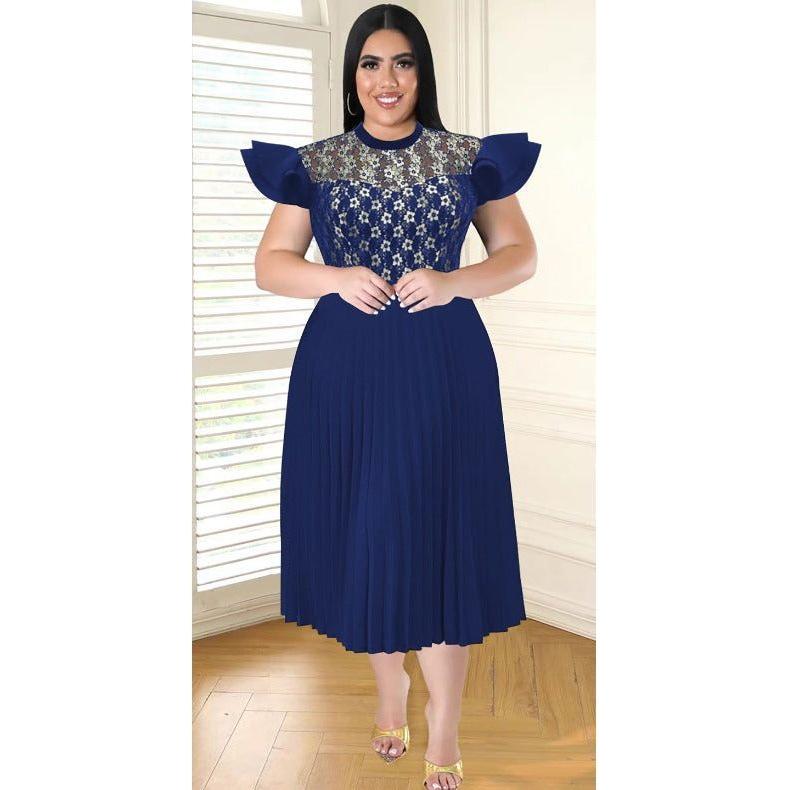 Plus Size Elegant Formal Pleated Dress