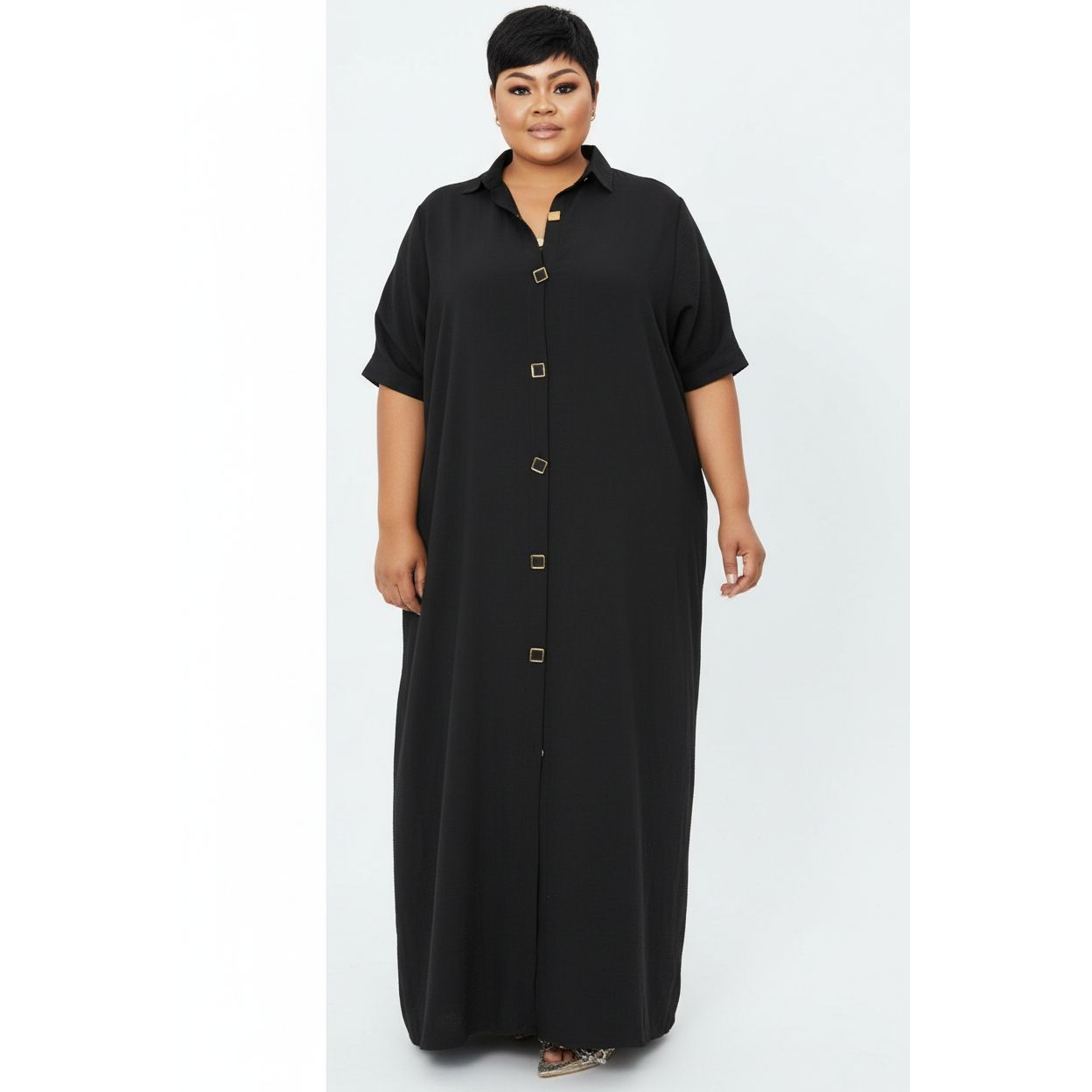 Plus Size Buttoned Shirt Dress