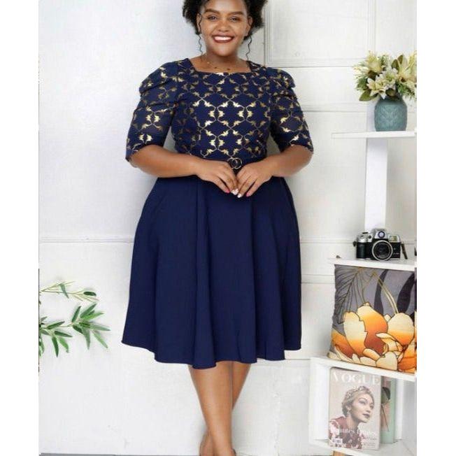 Printed Vintage Midi Dress