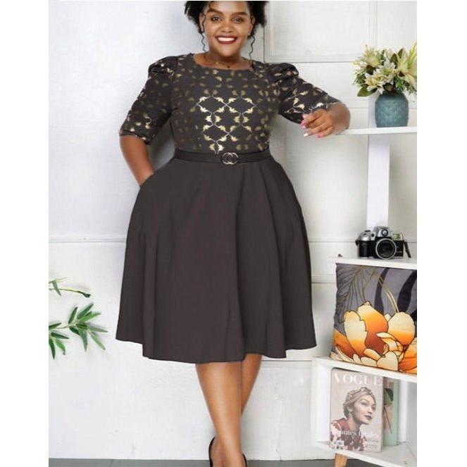 Printed Vintage Midi Dress